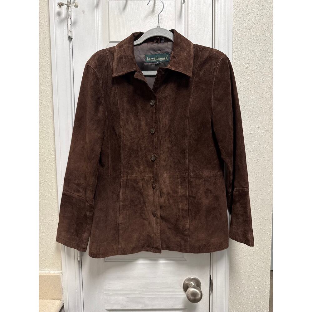 Vintage 90s Chocolate Brown Classic Suede Jacket Size Medium - Picture 2 of 6